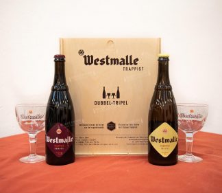 Caja madera regalo Westmalle 2x75cl + 2 c. 25cl