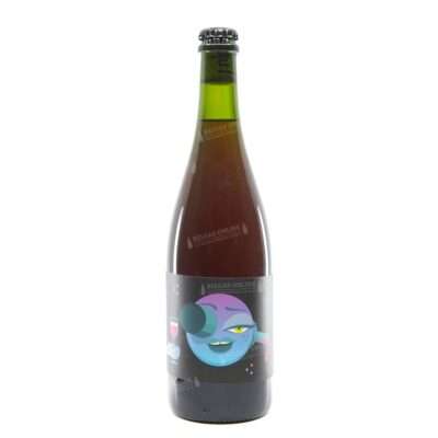 Botella de Burning Plumz de DUST Blending, blend de saison en barrica y lambic de ciruela oscura con Nero d'Avola Skin Contact 75 cl