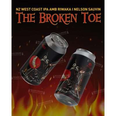 Cerveza Hoppit The Broken Toe, colaboración con Cervesa Espiga, New Zealand West Coast IPA Sin Gluten de 7% vol.