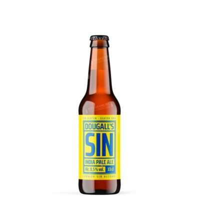 Botella de DouGall's Sin, IPA Sin Alcohol y Sin Gluten al 0,5% vol. de la cervecera de Liérganes (Cantabria)
