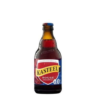 Cerveza Kasteel Rouge 0.0 sin alcohol con cerezas y flor de saúco, elaborada por Kasteel Brouwerij Vanhonsebrouck.