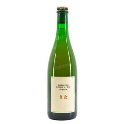 Botella de Princess Peach & the Dragon, lambic de Pellicle Vergistingen con melocotón blanco belga y estragón.