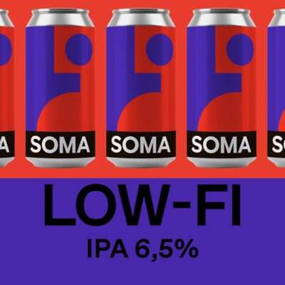 Lata de SOMA Low-Fi NEIPA con lúpulos Citra, Nelson Sauvin y Peacharine