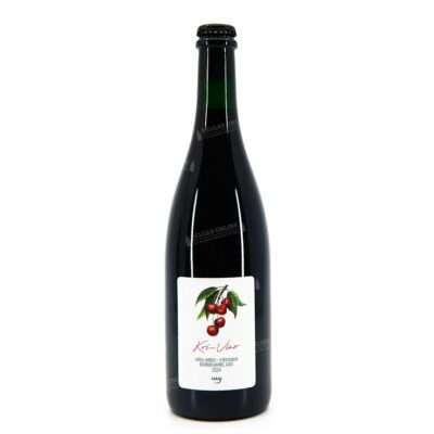 Botella de 75cl de Kri-Vino 2024 de Boerenerf, kriek lambic y vino de cereza envejecidos en barrica de bourbon