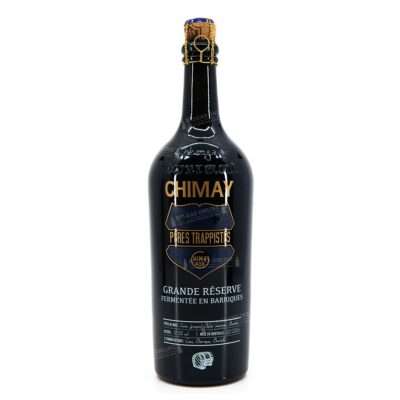 Botella de 75cl de Chimay Grande Réserve fermentée en barriques edición Bourbon 2026, trapense envejecida en barrica