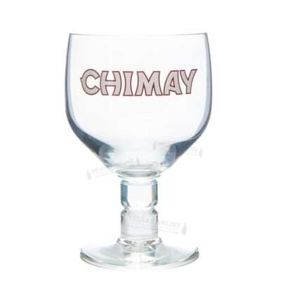 Copa Chimay de 33 cl tipo cáliz trapense liso con el logotipo de Chimay serigrafiado y borde sin filo dorado