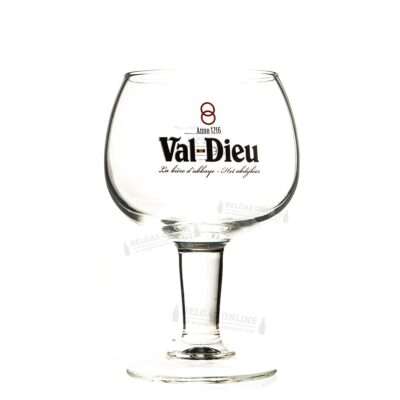 Copa Val-Dieu de 25 cl tipo cáliz de abadía con el logotipo de la cervecería serigrafiado