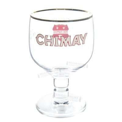 Copa Chimay de 33 cl tipo cáliz trapense con el logotipo de Chimay y el escudo Pères Trappistes serigrafiados y filo dorado