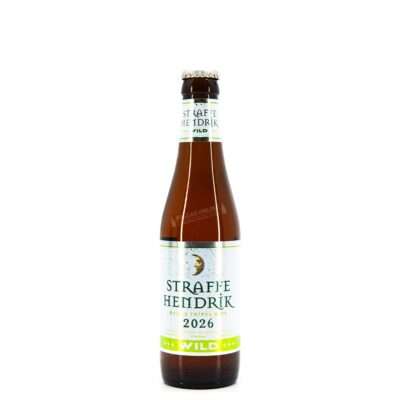 Botella de Straffe Hendrik Wild 2026, tripel belga con Brettanomyces de De Halve Maan, 10% vol.