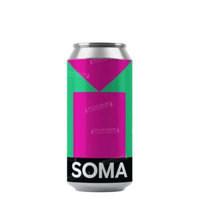 Lata de Soma Lucid 44cl, Hazy IPA de 6 % vol. de SOMA Beer (Girona) con lúpulos neozelandeses Peacharine y Wai-iti